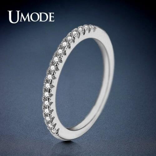 UMODE Eternity Engagement Promise Rings Wedding Band Rings for Women Femme Cubic Zirconia Jewelry UR0458