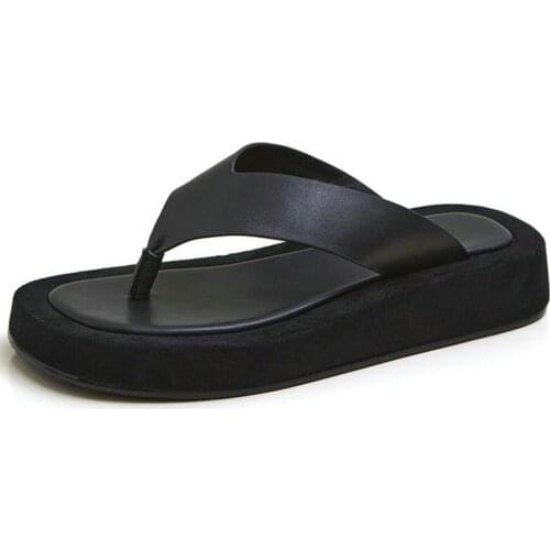 Genuine leather Women Summer Non-slip Platform Shoes woman Wedges low Heel Woman Outdoor Beach Slippers Sandals