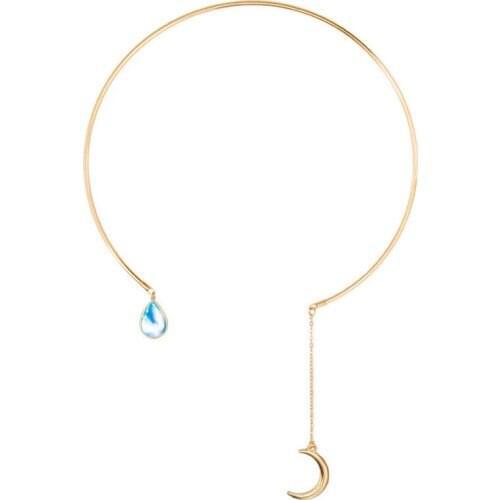 Summer Diamonds Moon Pendant Necklace for Women New Trendy Jewelry Accessories