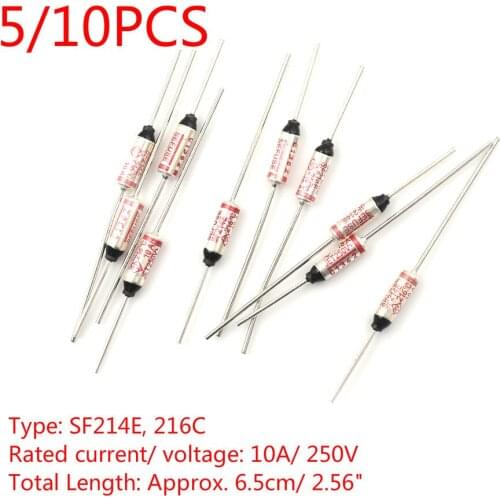 5/10Pcs Thermal Cutoffs SF214E SEFUSE Cutoffs for Thermal Fuse 216 C 216 Degree 10A 250V Celsius Circuit Cut Off Thermal Fuse