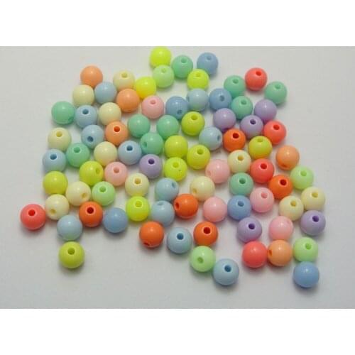 500 Mixed Pastel Color Acrylic Round Beads 6mm Smooth Ball Spacer