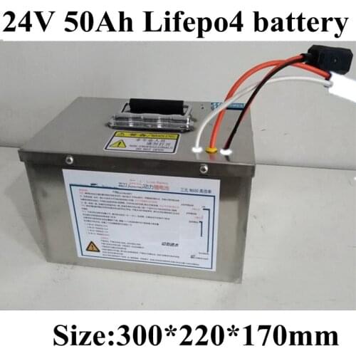 Proud 24V 25.6v 50AH LiFePO4 Cells Deep cycle 50A BMS discharge power Battery Pack for Boat RV Solar wind Energy ebike Motor 25v