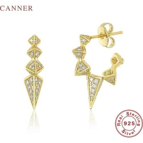 CANNER Punk Drill Rivets Earrings For Women 100% Real 925 Sterling Silver Piercing Stud Earrings Korean Fine Jewelry Pendientes