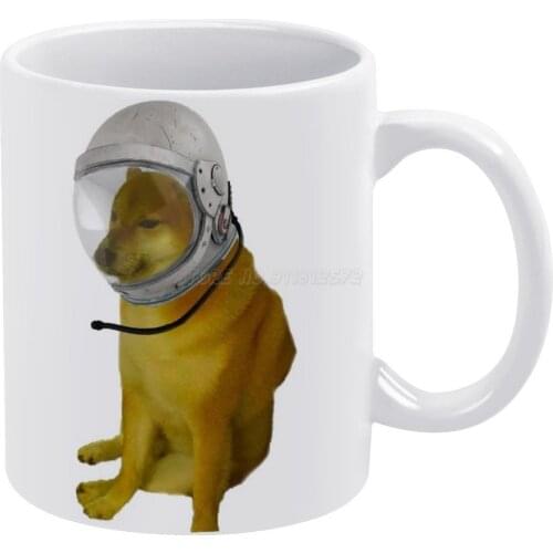 Astronaut Cheems White Mug 11 Oz Funny Ceramic Coffee/Tea/Cocoa Mug Unique Gift Astronaut Space Cheems Doge Meme Dogelore Video