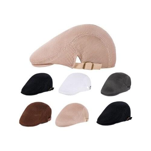 5color can adjust Summer Unisex Men Women Sun Mesh Beret Cap Newsboy Golf Cabbie Flat Peaked Hat Casquette Breathable Berets