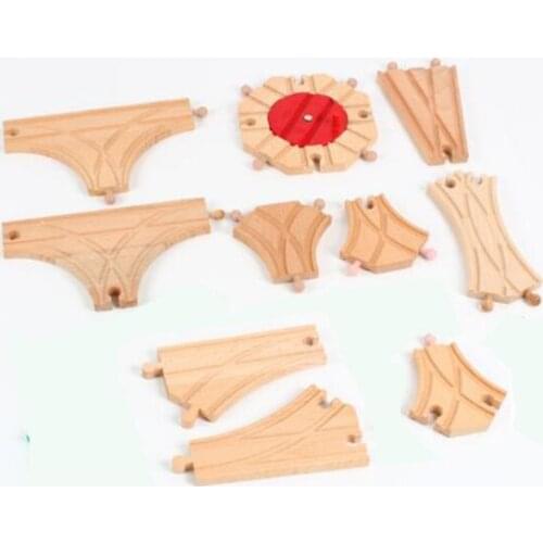 Freeship classical Compatible with all major brands kids wood train rail track section connector play toys parts fit universal