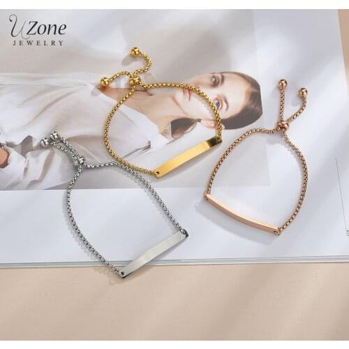 Unisex Custom Engraved Name Words Stainless Steel Bead Chain Bracelets for Women Adjustable Bracelet Personalized Jewelry Gifts