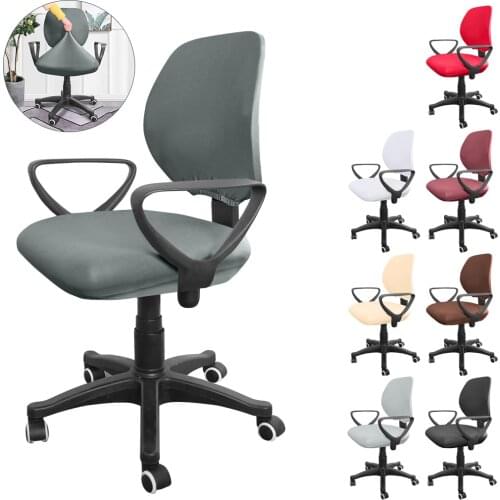 Solid Split Computer Office Chair Cover Stretch Spandex Desk Task Seat Covers Elastic Rotating Chair Slipcover Game Chair Covers
