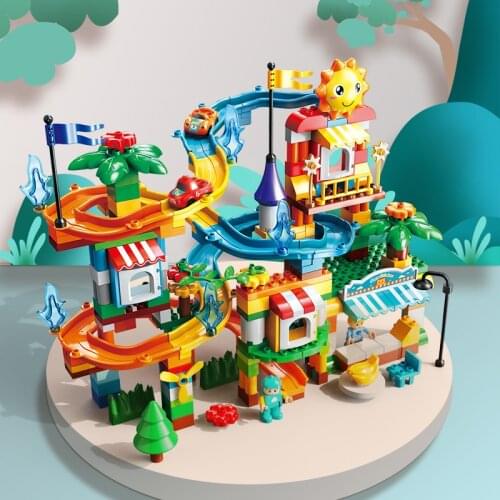 Marble Run Big Block Toy DIY Building Block Funnel Slide Blocks Amusement DIY Bricks Plastic Early Educational Toys For Kids