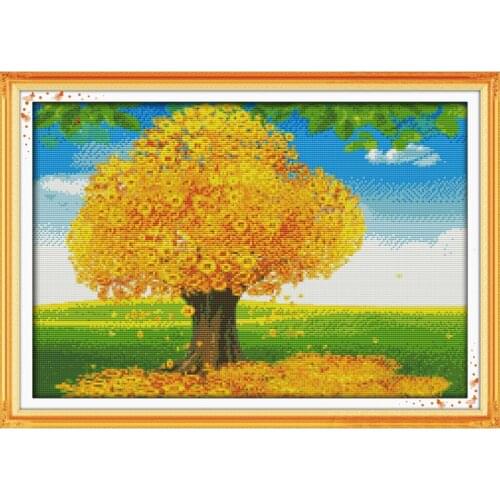 Everlasting Love Money Tree Chinese Cross Stitch Kits Ecological Cotton Stamped 11 CT 14 CT Christmas New Store Sales Promotion