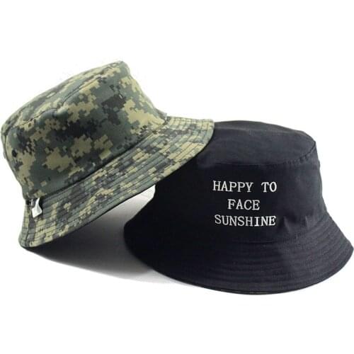Big Bone Men Plus Size Fishing Hat Man Two Sides Wear Black Camo Sun Hats Woman Large Size Bucket Hats 60-62cm 63-64cm