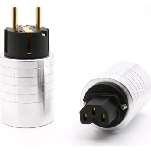 Hifi audio BrassGold plated EU Schuko EUR power connector +IEC Female Connector for hifi power cable EU Plugs