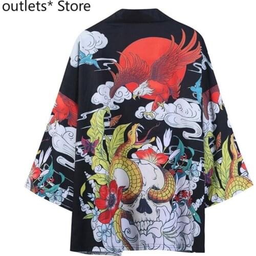 Japanese Kimono Mens Summer Dragon Pattern Cardigan Yukata Retro Crane Samurai Woven Unisex Harajuku Streetwear Sunscreen