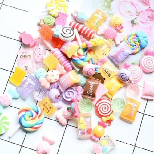 30Pcs Kawaii Resin Nail Art Charms Mix Sweet Candy Happy Flower Jelly Gummy 3D Nails Decoration Luxury Nail Accessories Set