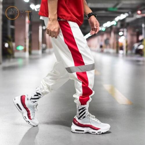 Newest Men Sweatpants Side Striped Harem Pants Reflective Joggers Hip Pop Pants Male Casual Fashion trousers men Tide Streetwear