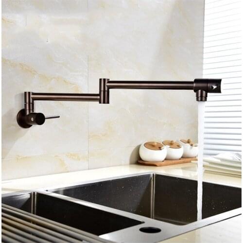 Wall Mounted Brass single cold Water Pot Filler faucet tap ORB color Double Joint Spout Wall Mounted Kitchen Faucet