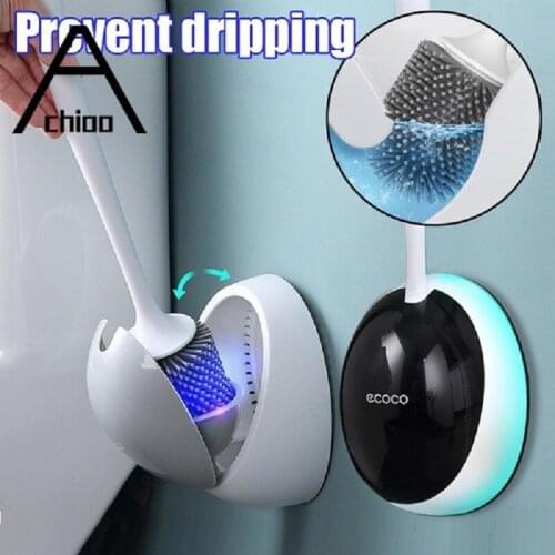 New Soft Brush Head Toilet Brush No Dead Corners Household Wall-mounted Toilet Brush Set Creative Household Bathroom Accessories