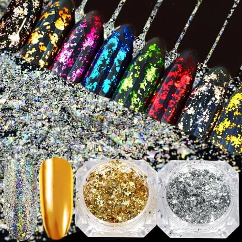 New 3D Boxed New DIY Gold Foil Paper Glitter Gold Silver Aluminum Foil Paper Shiny Nail Art Sticker Manicure