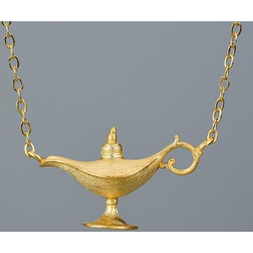 Aladdin Lamp Silver Necklace 925 Personality Sanding 925 Pendants Necklace Originality Popular Female Silver 925 Necklace