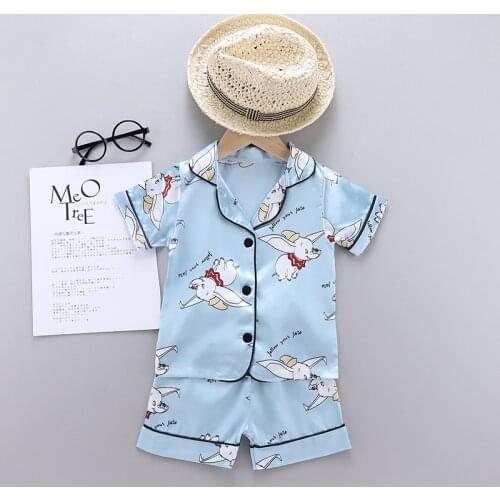 9M-3T Kids Ice Silk Feel Summer Pajamas 2021 Ins Korean Unicorn Toddler Girls Boys Sleepwear Childrens Pyjamas Home Suit for