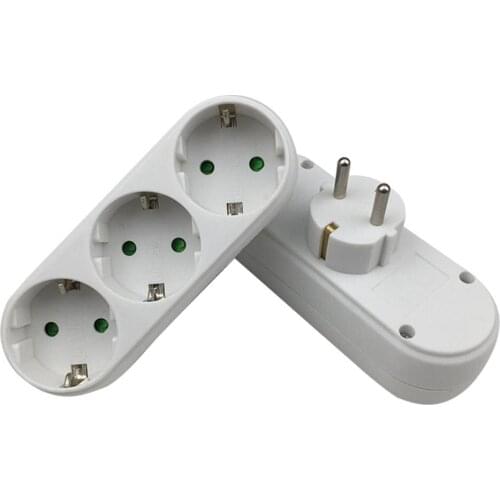 Portable 3 Socket 16A 250V EU Plug 1 to 3 Socket Adapter Converter Outlet