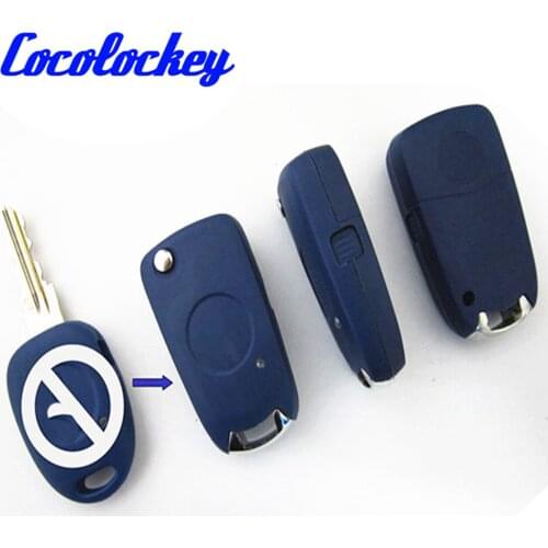Cocolockey Blank Key One Button Modified Flip Remote Key Shelll for Fiat One Button on Side Uncut Blade No Logo