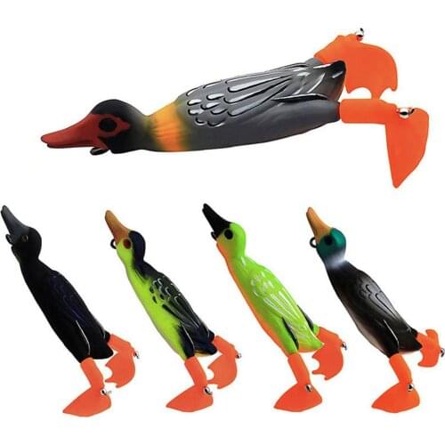 1pcs 9.5cm 12g Fishing Lure Frog Propeller Foot Flippers Duck Rotation Tractor Soft Bait Decoys Artificial Lures 10Colors