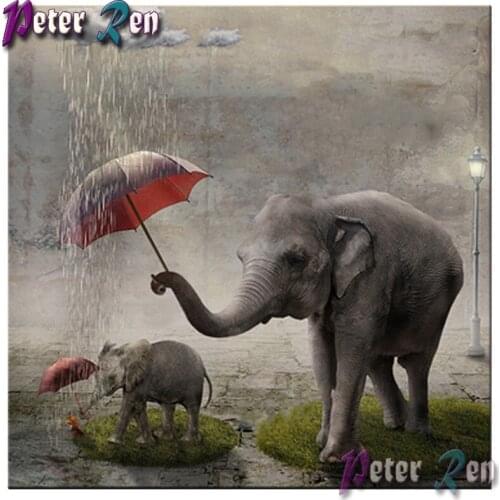 DIY Elephant and umbrella Diamond Painting full Square\Round Rhinestone Diamond Embroidery Mosaic picture home decoration gift