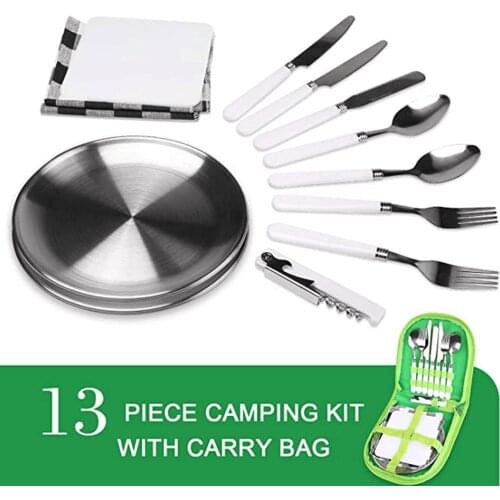 Hot Sale Travel Camping Cutlery Set 13 Pieces Durable Portable Cutlery Set Outdoor Picnic Kitchen BBQ Travel Cutlery Picnic Set