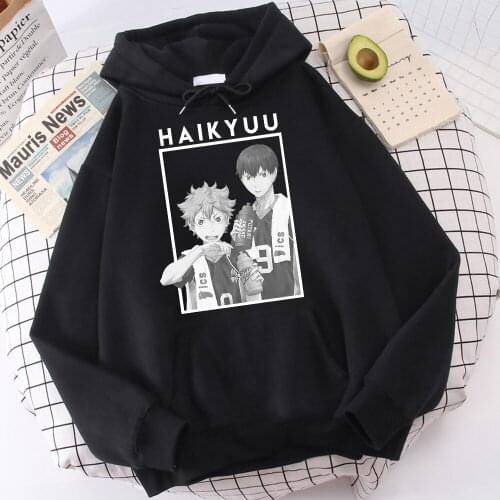 Haikyuu Japan Anime Kageyama Karasuno High School Hoodie Sweatshirt Hip Hop 2021 Funny Streetwear Casual Hooded Pullovers