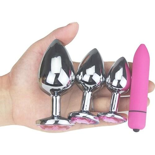 Jewelled Metal Anal Plug Butt Plug Set Bullet Vibrator Sex Toys for Women Prostate Massager Couples Anal Sex Toys Sex Products