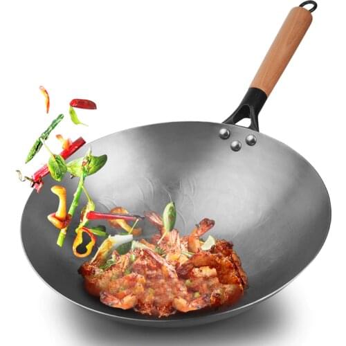 Handmade Iron Wok,Traditional Non-stick Pan ,Non-coating,For Gas Cooker,Chinese Cast Iron Wok