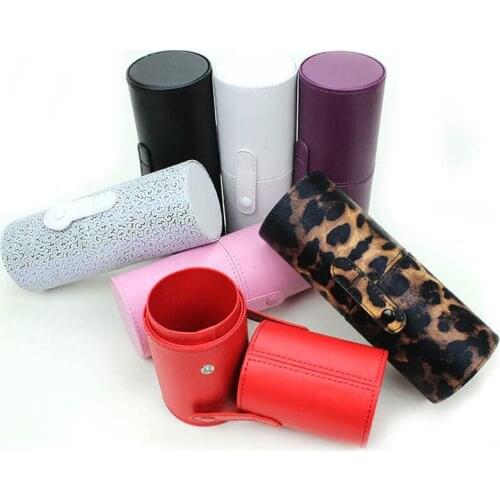 PU Leather Travel Makeup Brushes Holder Cosmetic Bag Case Brushes Organizer Pens Tube Cup Container Solid Makeup Tools
