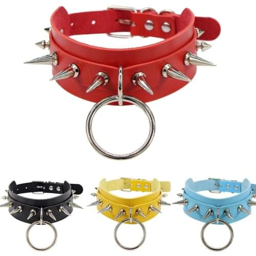 Leather Choker Collar For Women Goth Punk Necklace Black Spiked Harajuku Chokers Necklaces Belt Sexy Chocker Party Club Jewelry