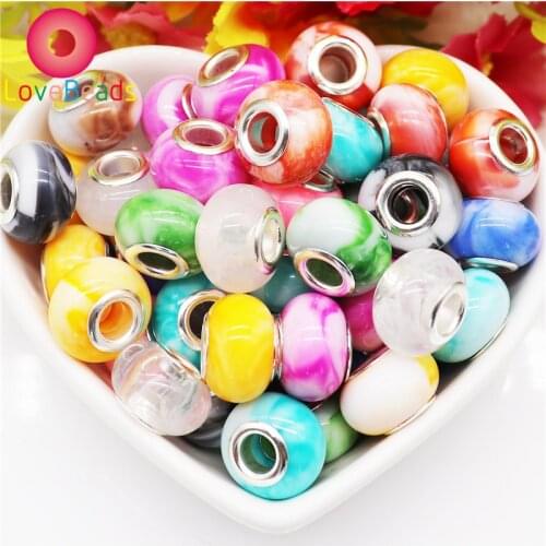 10Pcs New Color Cloud Large Hole Waist Beads European Spacer Beads with Silver Plated Core Fit Pandora Bracelet DIY Jewelry Gift