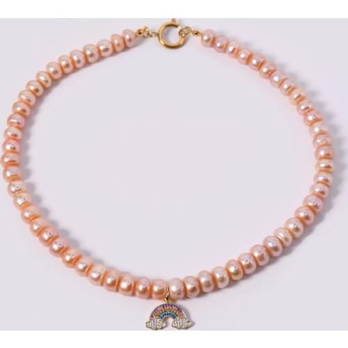 18K Gold Stainless Steel Buckle 2021 New Pearl Jewelry Button-Shape High Quality Pearl Necklace 3 Colors Freshwater Pearl Choker