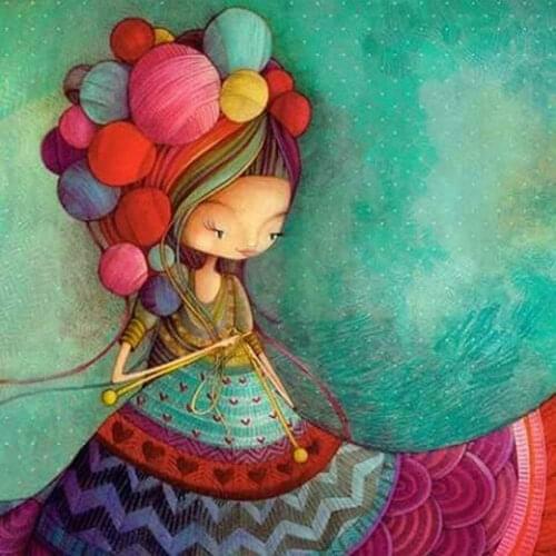 5D DIY Diamond Painting Cartoon Girl Cross Stitch Full Square Round Diamond Embroider Mosaic Picture of Rhinestones Decor Gift