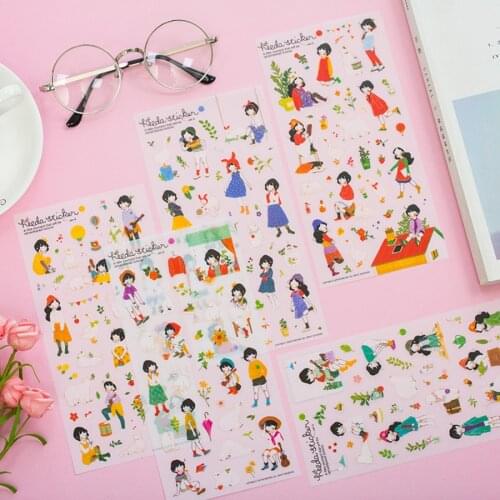 6pcs/pack Kawaii Korea Sweet Girl Series Decoration Stationery Gift For Diy Scrapbooking