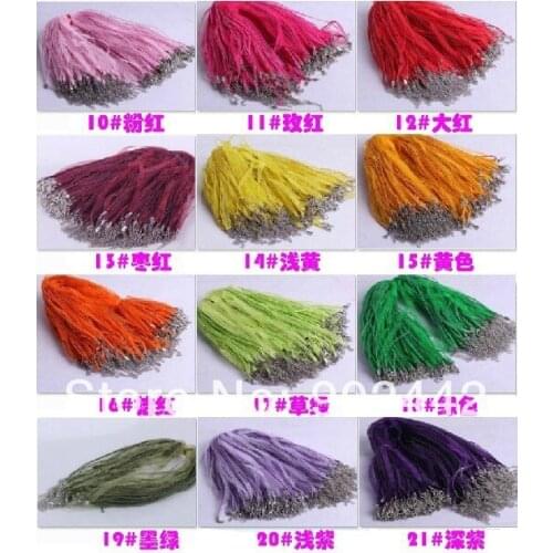 Free shipping: 1000 pcs/lot Silk Organza Ribbon Necklace Rope for DIY Jewelry, 21 colors for choice