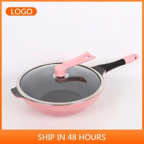 Non-coated smokeless non-stick wok kitchen utensils cast iron pot induction cooker gas stove universal wok 3