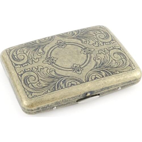 Bronze Vintage Metal Cigarette Box Holder Pattern 16PCS Tube Cigar Retro Pocket Case Smoking Accessories Mens Gift Cigarette Box