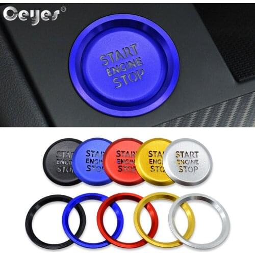 Ceyes Car Accessories Sticker For Audi A1 A4 A4L A5 2019 2020 Auto Engine Ignition Start Stop Button Ring Cover Case Car Styling