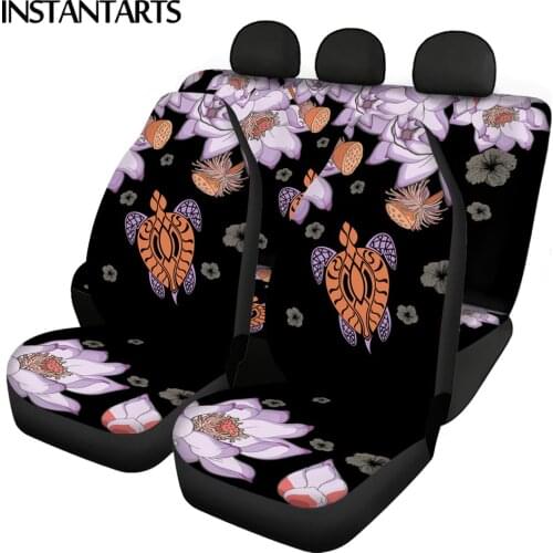 INSTANTARTS Lotus Turtles Pattern Anti-Slip Car Interior Seat Covers Easy Clean Car Seat Covers Full Sets Nonslip Seat Protector