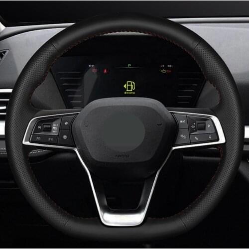 DIY Black Faux Leather Car Steering Wheel Cover For BYD S6 S7 F3 F0 G3 G6 L3 E5 hand-stitched suede steering wheel cover leathe