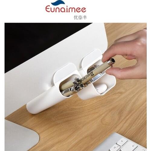 Stationery Pen Holder Makeup Storage Stick On Desktop Plastic Office Pencil Box Desk Organizer Brush Pot