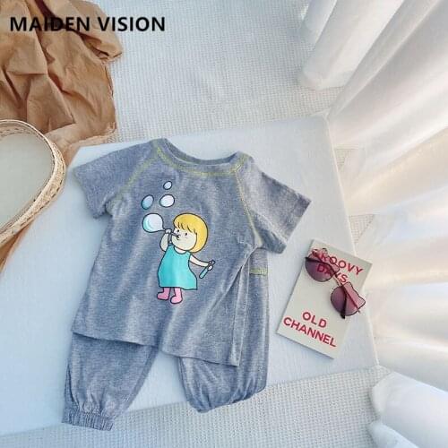 Cute Girls Clothing Sets Casual Summer Cotton cartoon suit T-shirt Pants Outfit Kids Tracksuit Children Suit 1 2 3 4 5 6 year