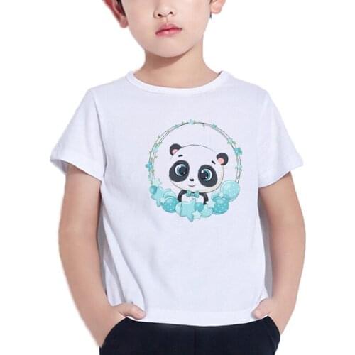 Baby Boy Animal With Wreath Print Kids T-Shirt Kawaii T Shirt Top Tee Summer Children Birthday Gift 2021