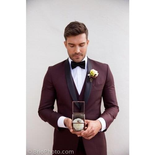 Tailored Burgundy Men Suit Groom Wedding Suits For Men 2019 Slim Fit Tuxedo Custom Formal Terno Masculino Prom Blazer 3 Pieces