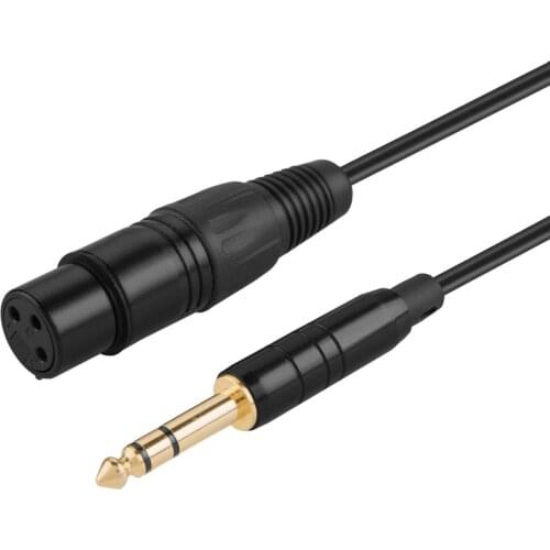 TRS 6.35mm (1/4 Inch) Male to XLR Female Cable, Black, soft PVC jacket,Gold Plated connector