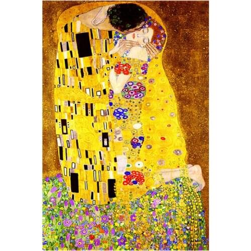 5d Diy Diamond Painting Gustav Klimt Kiss Oil Painting Diamond Embroidery Cross Stitch Needlework Diamond Mosaic Home Decoration